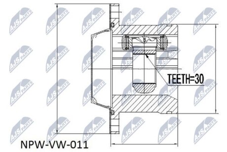 ШАРНИР РАВНЫХ УГЛОВЫХ СКОРОСТЕЙ - (1J0498103K, 1J0407341D, 1J0407341F) NTY NPW-VW-011 (фото 1)