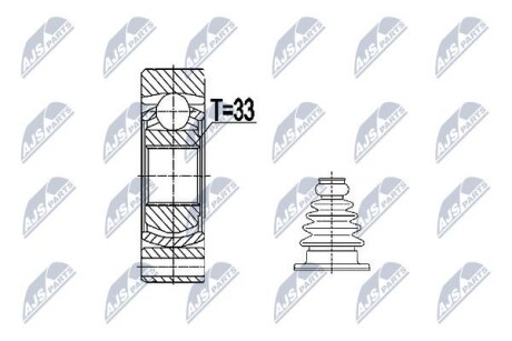 ШАРНИР РАВНЫХ УГЛОВЫХ СКОРОСТЕЙ - (377498103E, 6R0498103, 6R0498103X) NTY NPW-VW-074