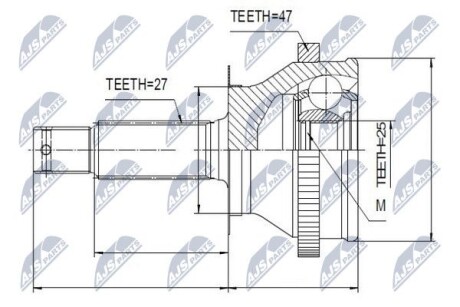 ШРУС НАРУЖНЫЙ - (495013A210, 4950738E00, 4950838E00) NTY NPZ-HY-535