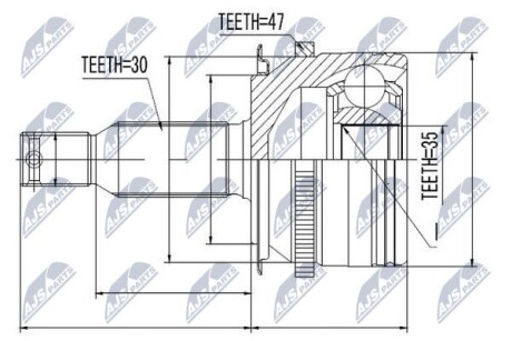 Шарнир равных угловых скоростей - (3815A308, 3815A310, 3815A580) NTY NPZ-MS-006