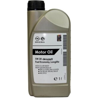 Олива моторна gm dexos2 5w-30, 1л. - Opel 1942000
