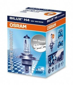 Лампа (картон 1шт) H4 12В 90/100Вт P43T без гомологічного сертифікату Super Bright - OSRAM 62204