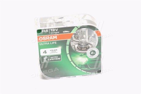 Лампа фарна H4 12V 60/55W P43t ULTRA LIFE (компл.) - OSRAM 64193ULT-HCB-DUO