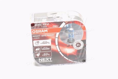 Автолампа Night Breaker Laser H11 PGJ19-2 55 W прозрачно-голубая - OSRAM 64211NLHCB