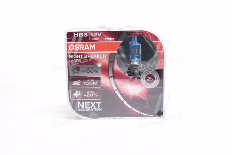 Автолампа Night Breaker Laser HB3 P20d 60 W прозрачно-голубая - (9098113046, 90981YZZAE, 997037650) OSRAM 9005NLHCB