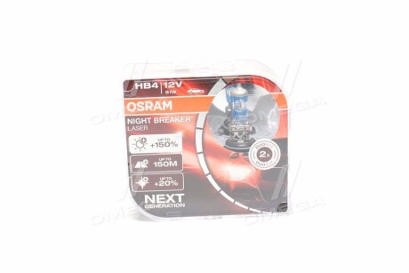 Автолампа Night Breaker Laser HB4 P22d 51 W прозрачно-голубая - OSRAM 9006NLHCB