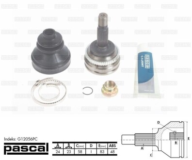 Шарнирный комплект, приводной вал - (4342052070, 4346059045, 4347059045) PASCAL G12056PC