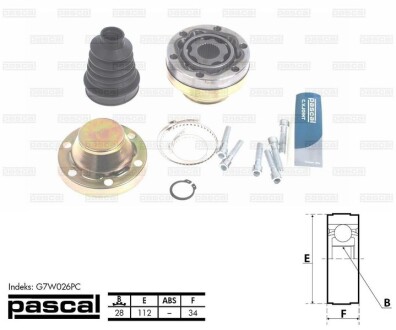 Шарнирный комплект, приводной вал - PASCAL G7W026PC