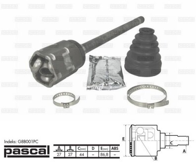 Шарнір привідного валу - PASCAL G8B001PC