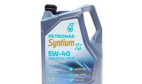 Олива 5W40 SYNTIUM X ACEA A3/B4 (5L) (VW502 00/505 00/RN0700/0710/PSA 2296) - Petronas 70983M12EU