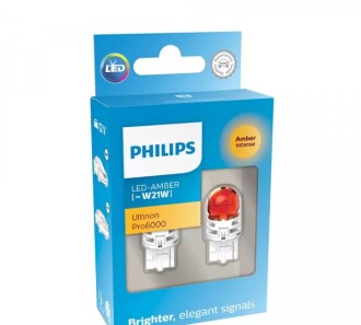 Led лампа led amber ultinon pro6000 si 12в w21w (2 шт.) - PHILIPS 11065AU60X2