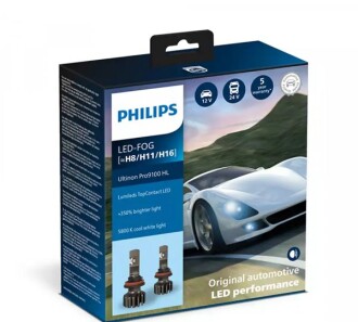 LED лампа H8/H11/H16 Ultinon Pro9100 +350% (2шт.) - PHILIPS 11366U91X2 (фото 1)