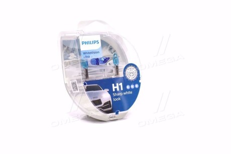 Автолампа H1/W5W SM 12V 55W P14,5s WhiteVision ultra +60% (3700K) (2 шт.+2 шт W5W у блістері) - PHILIPS 12258WVUSM