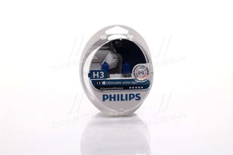 H3 Diamond Vision 12V 55W PK22s SP 2 pc. - PHILIPS 12336DVS2