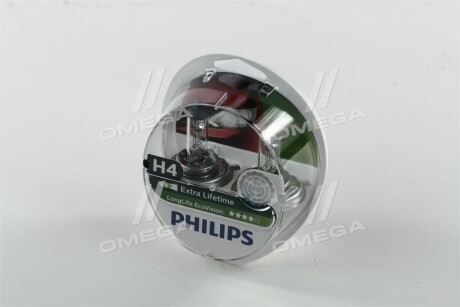 Лампа розжарювання H4 12V 60/55W P43t-38 LongerLife Ecovision 2шт - PHILIPS 12342LLECOS2