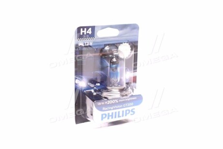 Автолампа H4 B1 12V60/55W P43t-38 RacingVision GT200 +200% (1 шт. в блістері) - PHILIPS 12342RGTB1