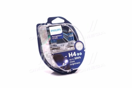 Автолампа Racing Vision GT200 H4 P43t-38 55 W 60 W прозрачно-голубая - (yy04500252548) PHILIPS 12342RGTS2