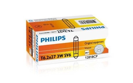 Автолампа Vision T6,2x27 SV6 3 W прозрачная - PHILIPS 12818CP