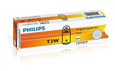 Автолампа Vision T3W BA9s 3 W прозрачная - PHILIPS 12910CP