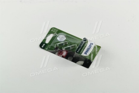 Автолампа LongLife EcoVision W5W W2,1x9,5d 5 W прозрачная - (6216A1, B65202) PHILIPS 12961LLECOB2