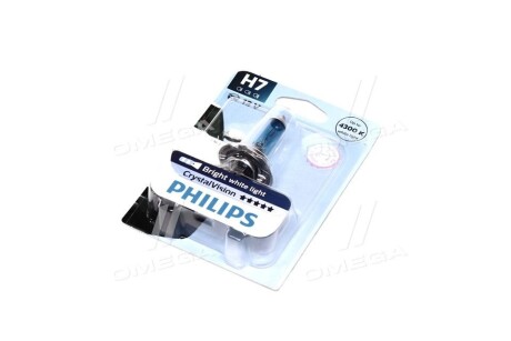 Лампа розжарювання H7 12V 55W PX26d Cristal Vision 1шт blister 4300K - PHILIPS 12972CVB1