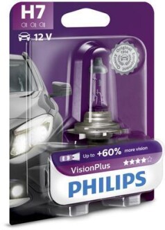 Автолампа VisionPlus H7 PX26d 55 W прозрачная - PHILIPS 12972VPB1