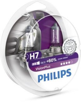 Автолампа H7 VisionPlus 12V 55W PX26d (2 шт. в блістері) - PHILIPS 12972VPS2