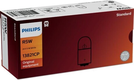 Автолампа Standard R5W BA15s 5 W прозрачная - PHILIPS 13821CP