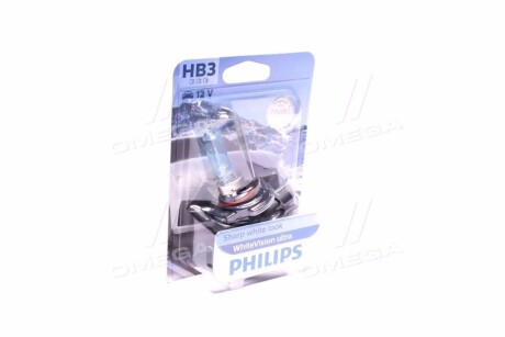 Автолампа HB3 B1 12V 60W P20d WhiteVision ultra +60% (3800K) (1 шт. в блістері) - (9098113046, 90981YZZAE, YY04500563512) PHILIPS 9005WVUB1