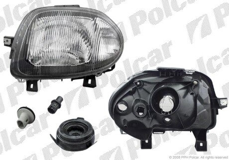 Передняя фара R CLIO 98-01 LH H4 - Polcar 601509-E