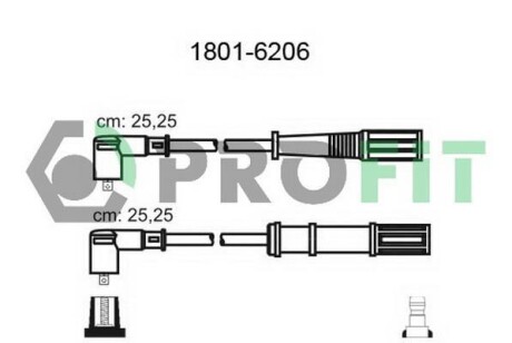 Провід запалювання Fiat Doblo/Fiorino/Panda/Punto 1.2-1.4LPG 05- (к-кт) - PROFIT 1801-6206