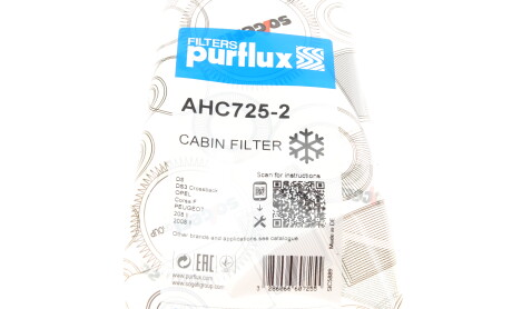 Фото 5 - Фільтр салону Purflux AHC725-2 (AHC7252)