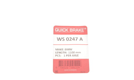 Фото 3 - Датчик зносу гальмівних колодок QUICK BRAKE WS 0247 A (WS0247A)