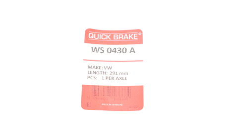 Фото 2 - Датчик износа тормозных колодок QUICK BRAKE WS 0430 A (WS0430A)