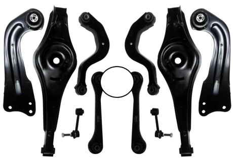 Комплект важелів підвіски (задньої) Audi A3/Q3/Skoda Octavia II/Superb II/VW Golf V 03- - ((1K0505223K, 1K0505223H, 1K0505223E, 1T0505223F)) RAISO RL505320KIT