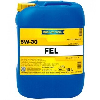 Моторна олива FEL 5W-30, 10 л - RAVENOL 1111123010 (фото 1)