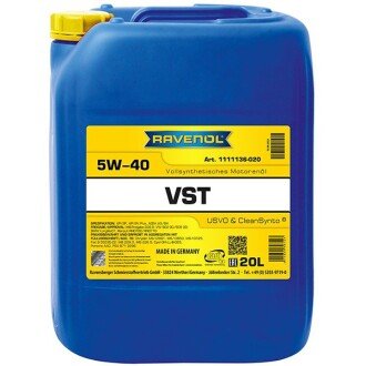 Моторна олива VST 5W-40, 20 л - RAVENOL 1111136020 (фото 1)