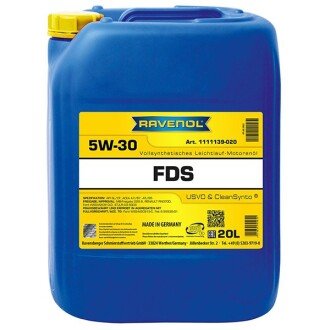 Моторное масло FDS 5W-30, 20 л - RAVENOL 1111139020 (фото 1)