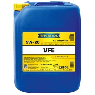 Моторное масло VFE 5W-20, 20 л - RAVENOL 1111311020 (фото 1)