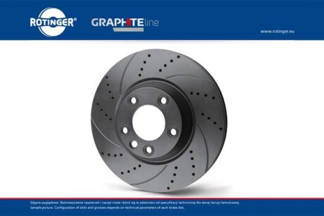 Диск тормозной 2110-12/2170/2190/1118 R13 передний вентилируемый с выточкой и перфорацией (графит) (кратно 2) TUNING-5 - ROTINGER RT20051GLT5