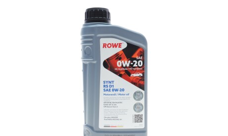 Масло 0W20 HIGHTEC SYNT RS D1 (1L) (API SP RC/SN PLUS RC)(GM dexos1 Gen 3/Ford WSS-M2C962-A1) - ROWE 20051-0010-99