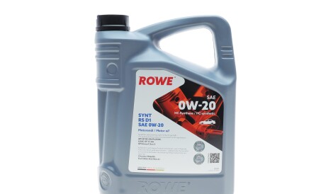 Масло 0W20 HIGHTEC SYNT RS D1 (5L) (API SP RC/SN PLUS RC)(GM dexos1 Gen 3/Ford WSS-M2C962-A1) - ROWE 20051-0050-99