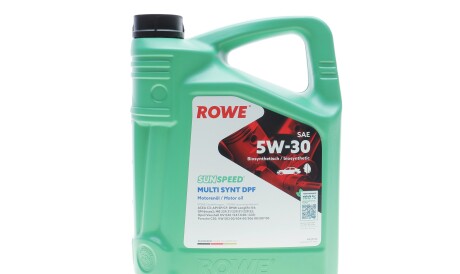 Олива 5W30 SUNSPEED MULTI SYNT DPF (5L) (BMW LL-04/MB229.51/229.31/229.52/VW504 00/507 00/GM dexos2) - ROWE 4920125-0050-99