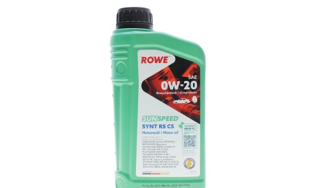 Масло 0W20 SUNSPEED SYNT RS C5 (1L) (ACEA A1/B1/C5/C6) (Longlife-17 FE+/MB 229.71/229.72/M2C962-A1) - ROWE 4920379-0010-99