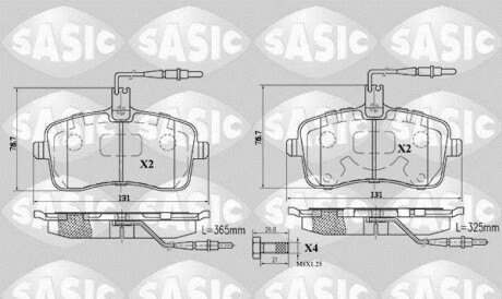 Колодки тормозн. p-407 av - (1611456580, 425335, 425347) SASIC 6210019