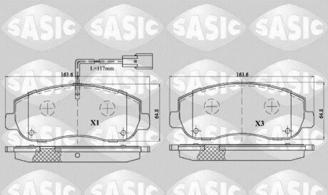 Комплект тормозных колодок - SASIC 6214022