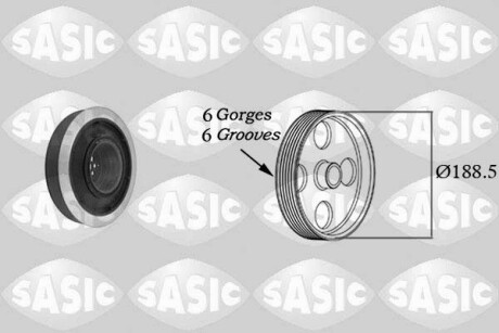 Ременный шкив, коленчатый вал - SASIC 9001805