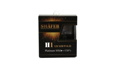 Лампа галогенова H1 12V55W P14.5S Platinum White +150% (комплект, пластиковий бокс 2шт) - SHAFER SL3001P