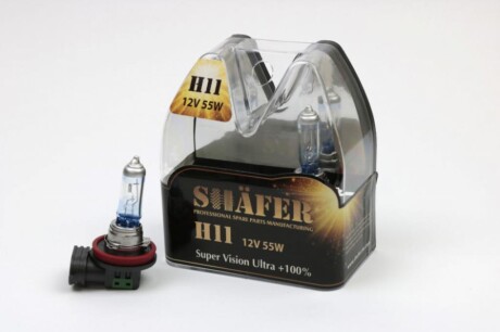 Лампа галогенова H11 12V55W Super Vision Ultra +100% - SHAFER SL3011