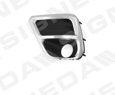 Решетка в бампер - (слева) с отверст. для противотуманок, с хром. рамкой, черный - Signeda PSB99034CAL